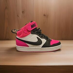 Nike Court Borough Mid 2 Black Pink Sneakers, Youth Size 4Y HV0933-100
